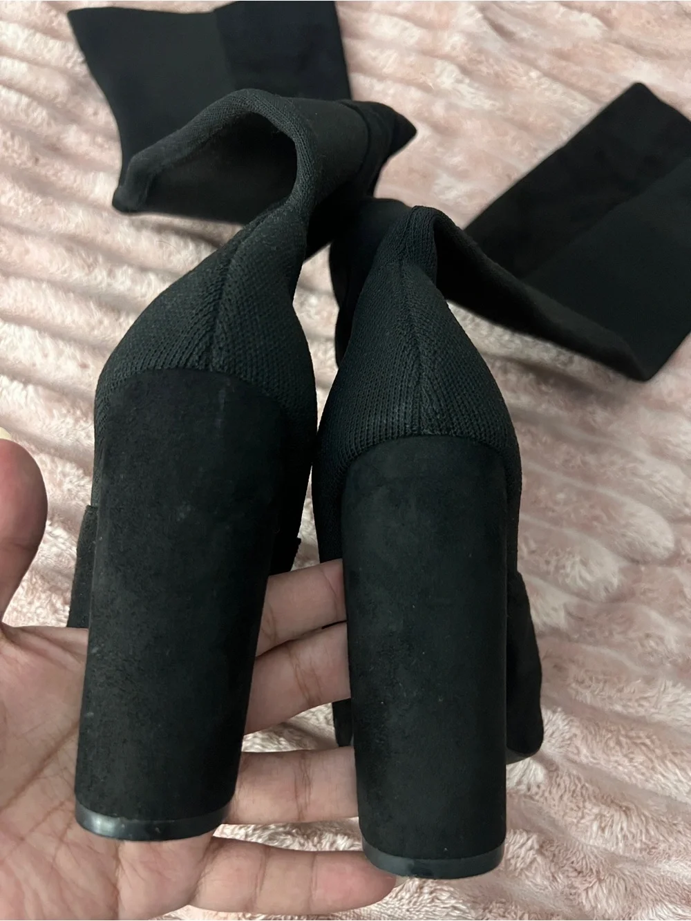 Women's Black Over-the-Knee Heeled Boots